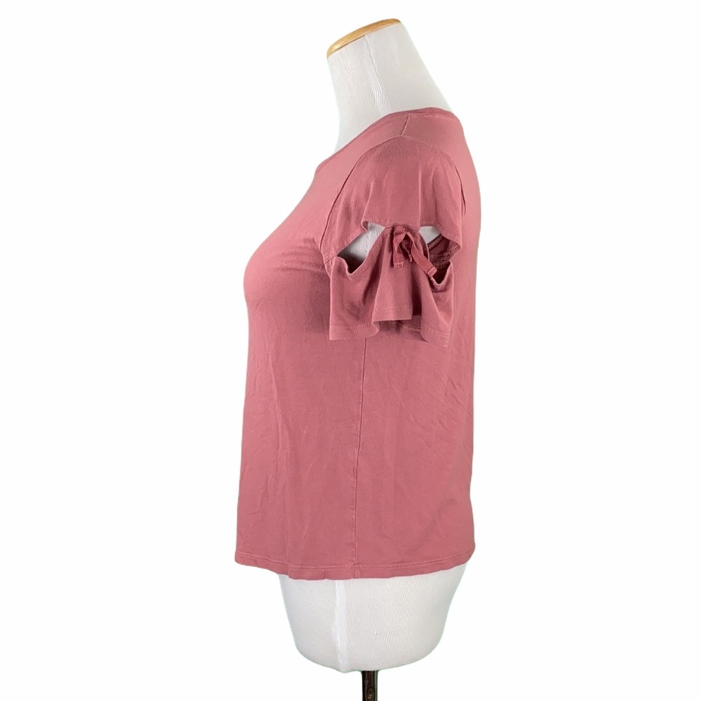 TopShop Dusty Rose Cute Cut Out Bow Sleeve Tee - Picture 8 of 12